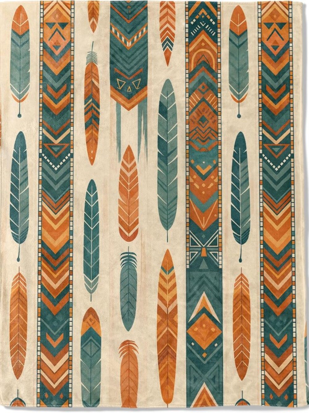 Native American Feathers Flannel Blanket - Lightweight Soft Cozy Unique Gifts Bl